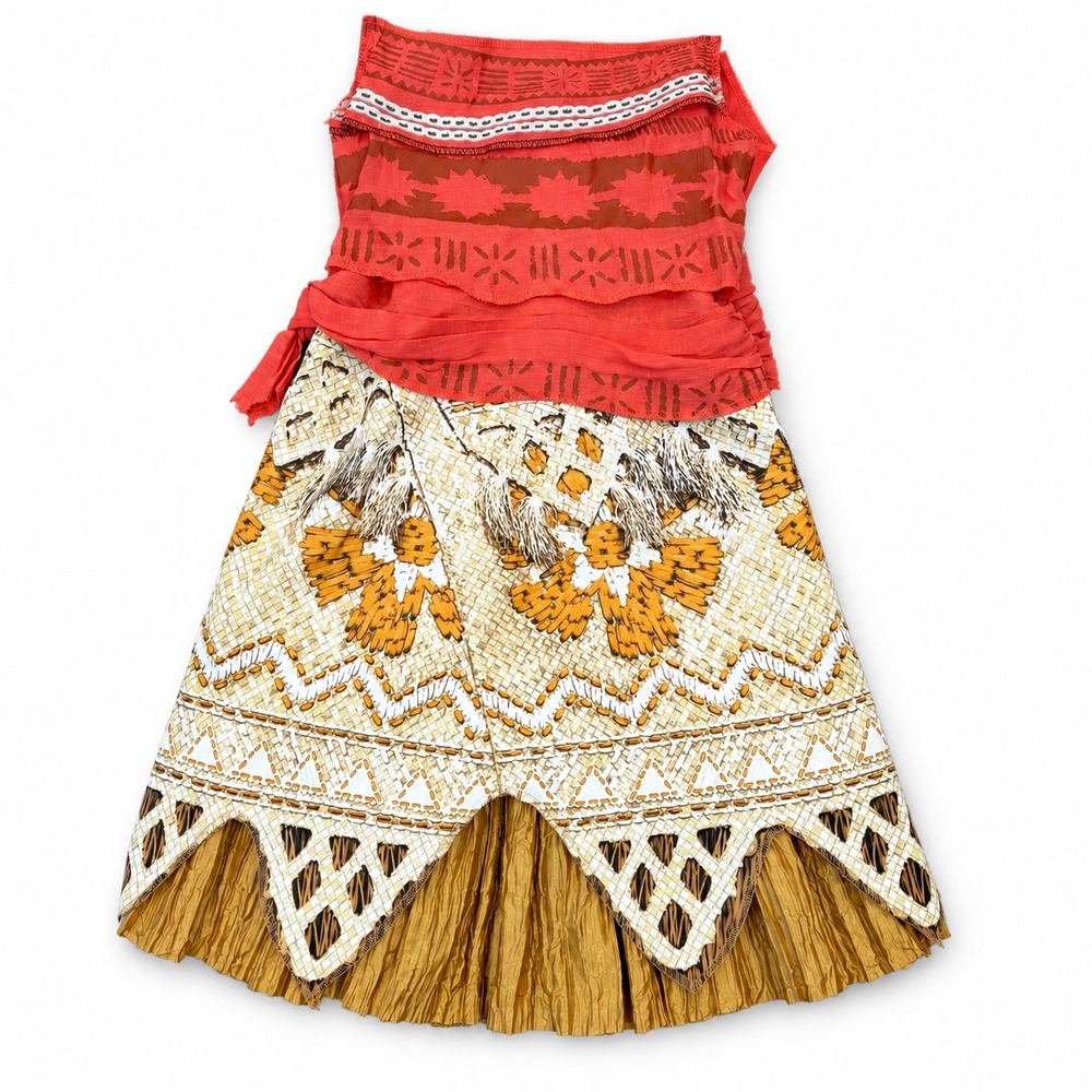 Disney Moana Costume Dress Red Orange Girls Size XS 4/5 Dress Up Or Halloween